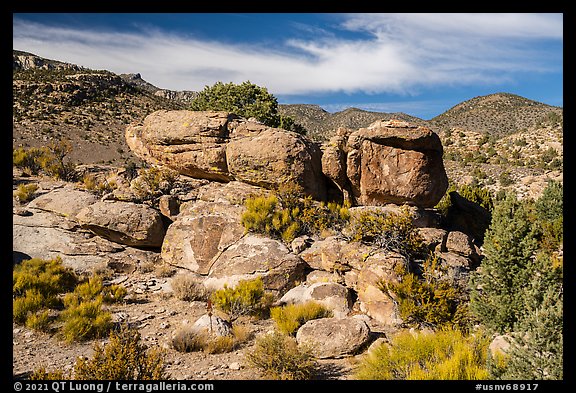 Boulders on Shaman Hill, Mount Irish Archeological Area. Basin And Range National Monument, Nevada, USA