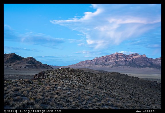 Sagebrush slopes and Worthington Mountains. Basin And Range National Monument, Nevada, USA (color)