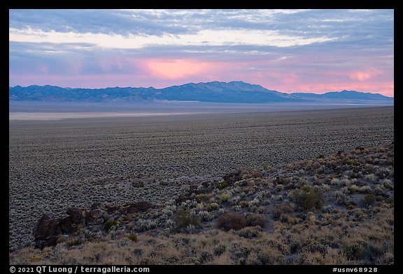 Garden Valley and Grant Range, sunrise. Basin And Range National Monument, Nevada, USA (color)