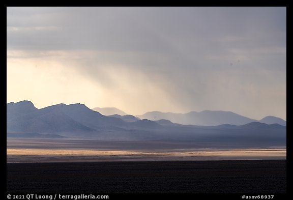Distant mountains with storm brewing. Basin And Range National Monument, Nevada, USA (color)
