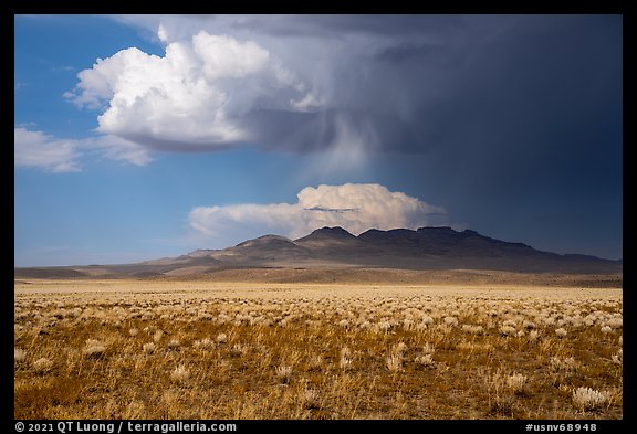 Clearing stom clouds over Seaman Range. Basin And Range National Monument, Nevada, USA