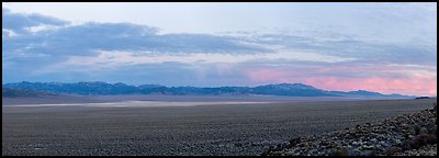 Garden Valley and Grant Range, sunrise. Basin And Range National Monument, Nevada, USA (Panoramic color)