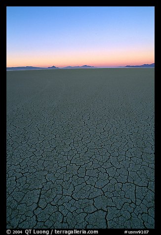 Dried mud lakebed, dawn, Black Rock Desert. Nevada, USA