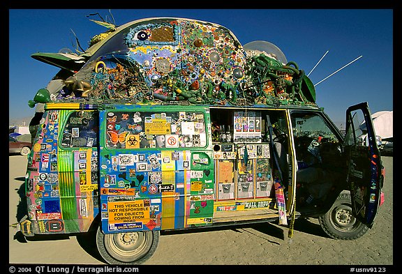 Decorated WV bus, Black Rock Desert. Nevada, USA (color)