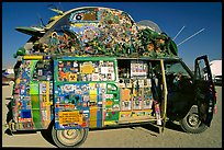 Decorated WV bus, Black Rock Desert. Nevada, USA (color)