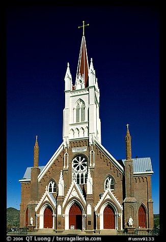 St Mary in the Mountains Church, afternoon. Virginia City, Nevada, USA (color)