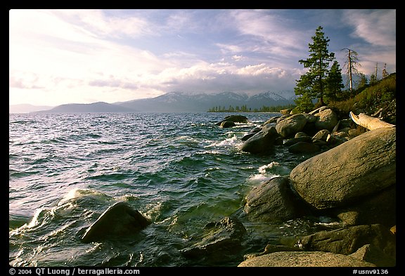 Rocky shore, Lake Tahoe, Nevada. USA (color)