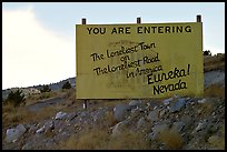 Loneliest town on the loneliest road sign. Nevada, USA ( color)