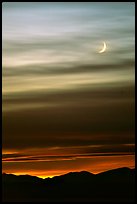 Crescent moon and mountain range. Nevada, USA ( color)
