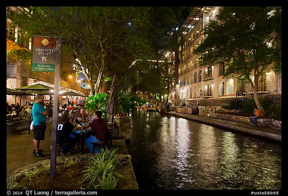 Riverwalk at night. San Antonio, Texas, USA (color)