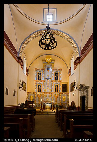 Interior of church, Mission San Jose. San Antonio, Texas, USA (color)