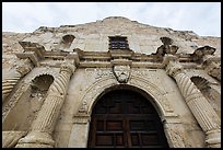 Looking up facade of the Alamo. San Antonio, Texas, USA ( color)