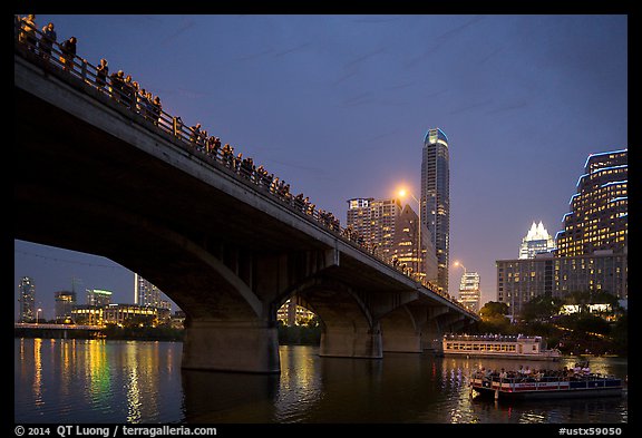 Watching one million bats fly at dusk. Austin, Texas, USA (color)