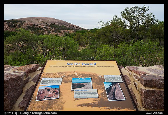 Interpretive sign, Enchanted Rock state park. Texas, USA (color)
