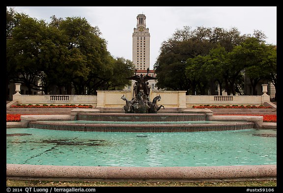 Basin and Texas Tower, University of Texas. Austin, Texas, USA