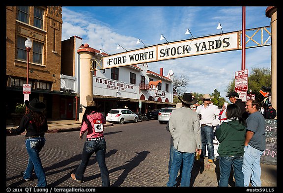 Fort Worth Stokyards gate. Fort Worth, Texas, USA (color)