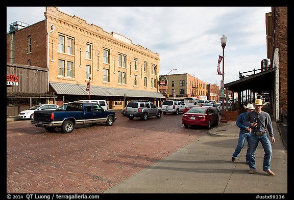 Picture/Photo: Stokyards street with brick buildings, men with cowboy ...