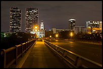 Bridge, courthouse, and skyline at night. Fort Worth, Texas, USA ( color)