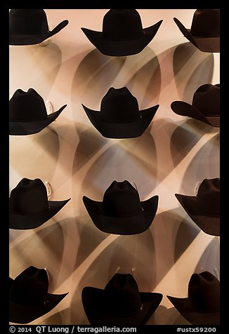 Picture/Photo: Dark cowboy hats for sale. Fort Worth, Texas, USA