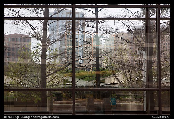 View and reflection through window, Crow Collection. Dallas, Texas, USA