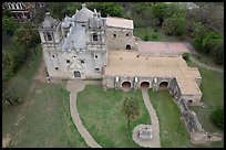 Aerial view of Mission Concepcion. San Antonio, Texas, USA