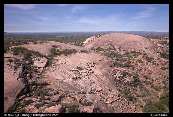 Aerial view of Enchanted Rock granite domes. Texas, USA (color)