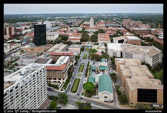 Aerial view of University of Texas. Austin, Texas, USA