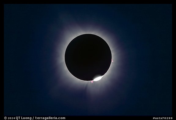 Diamond ring and protuberances,  April 8 2024 total eclipse. Waco Mammoth National Monument, Texas, USA