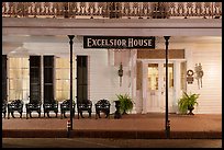 Excelsior House porch at night. Jefferson, Texas, USA ( color)