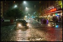 Flooded streets at night. San Antonio, Texas, USA ( color)