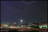 Skyline with Tower Life Building and lightning. San Antonio, Texas, USA ( color)