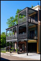 House with wrought iron balconies. Jefferson, Texas, USA ( color)