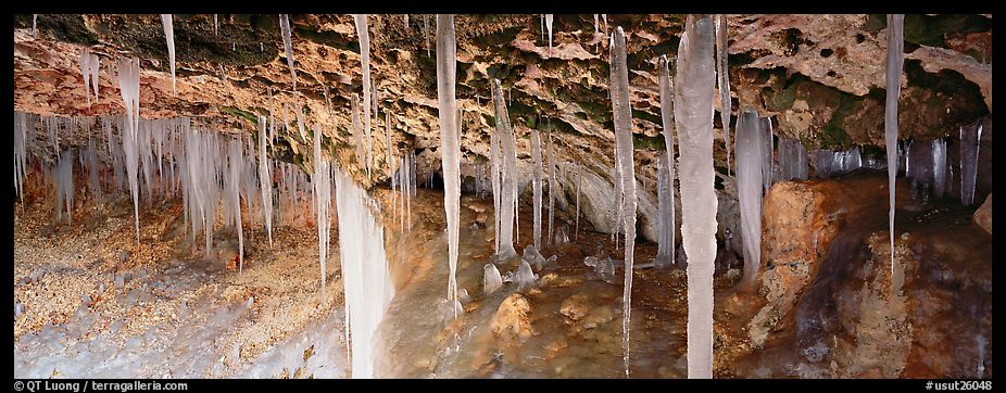 Ice stalactites under overhang. Utah, USA (color)
