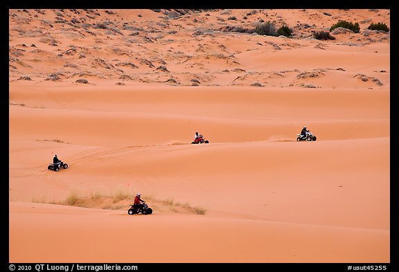 Four-wheelers on dunes, Coral pink sand dunes State Park. Utah, USA (color)