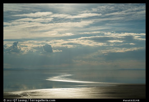 Water shimmering, Great Salt Lake. Utah, USA