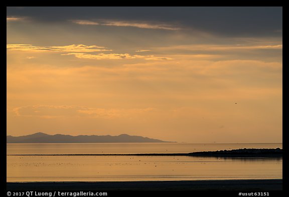 Ridgelines at sunset, Antelope Island, Great Salt Lake,. Utah, USA (color)