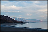 Sky, shoreline and hills, Antelope Island, Great Salt Lake,. Utah, USA ( color)