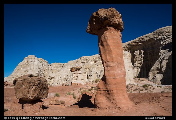 Rock-capped sandstone towers. Grand Staircase Escalante National Monument, Utah, USA