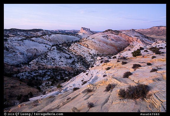 Castle Rock from Yellow Rock, dusk. Grand Staircase Escalante National Monument, Utah, USA (color)