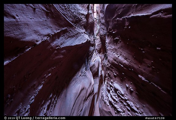 Dark and narrow passage, Spooky slot canyon. Grand Staircase Escalante National Monument, Utah, USA