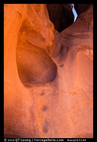 Peek-a-Boo slot canyon entrance with carved steps. Grand Staircase Escalante National Monument, Utah, USA