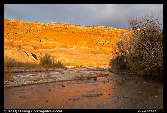 Cliffs and sunset and Paria River. Grand Staircase Escalante National Monument, Utah, USA