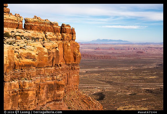 Cliff edge of Cedar Mesa above Valley of the Gods. Bears Ears National Monument, Utah, USA