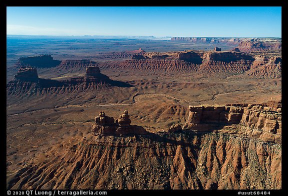 Aerial view of buttes in Valley of the Gods. Bears Ears National Monument, Utah, USA (color)