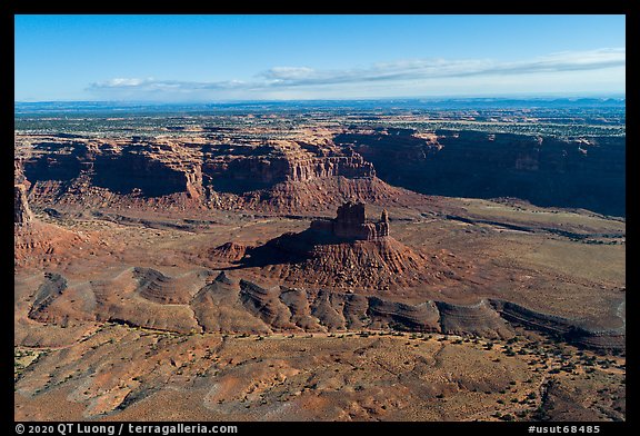 Aerial view of butte and cliffs, Valley of the Gods. Bears Ears National Monument, Utah, USA (color)