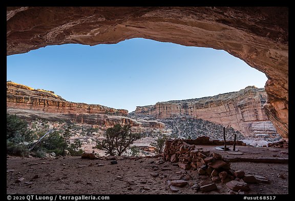 Looking out of alcove from Perfect Kiva. Bears Ears National Monument, Utah, USA