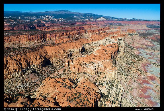 Aerial view of multicolored cliffs. Grand Staircase Escalante National Monument, Utah, USA (color)
