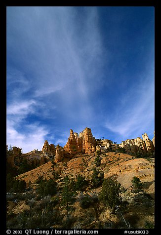 Hoodoos and clouds, Red Canyon, Dixie National Forest. Utah, USA (color)