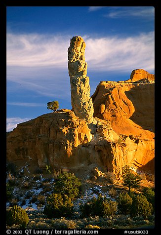 Chimney Rock, the largest sand pipe, sunset, Kodachrome Basin State Park. Utah, USA (color)