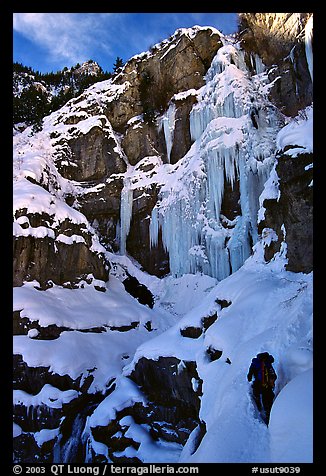 Bridalveil falls frozen in winter. Utah, USA (color)